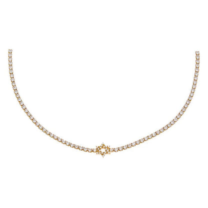 Pave Cz Star Of David Tennis Choker